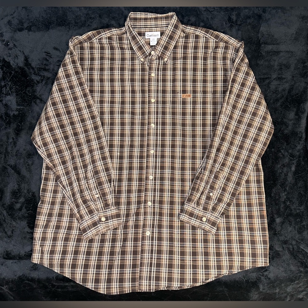 Carhartt Original Fit Heavy Weight Brown Plaid Flannel Shirt Men’s Size 3XL Tall